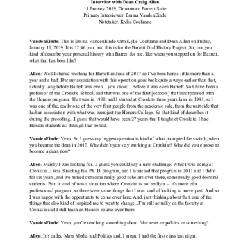 Representative image displaying transcript of an interview from the collection.
